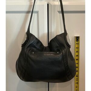 B Makowsky‎ Black Leather Hobo Shoulder Bag Purse